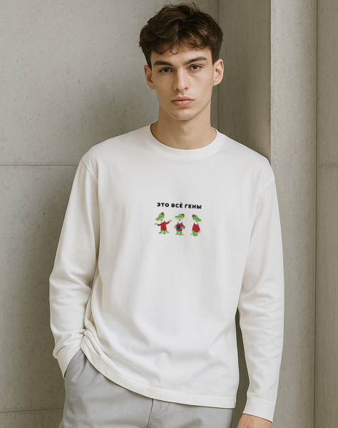 ЛОНГСЛИВ OVERSIZE "ЭТО ВСЕ ГЕНЫ" х ЧЕБУРАШКА