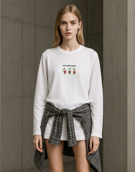 ЛОНГСЛИВ OVERSIZE "ЭТО ВСЕ ГЕНЫ" х ЧЕБУРАШКА