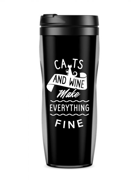 ТЕРМОСТАКАН CATS and WINE make everything fine
