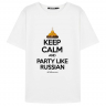 ФУТБОЛКА KEEP CALM AND PARTY LIKE RUSSIAN  (ШАПКА)