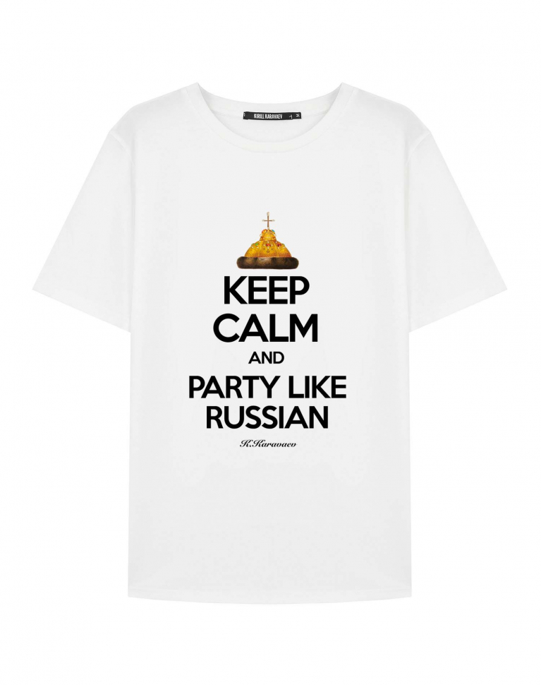 ФУТБОЛКА KEEP CALM AND PARTY LIKE RUSSIAN (ШАПКА)